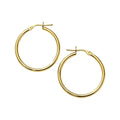 Classic 14K Yellow Gold Hoop Earrings – 2x25mm