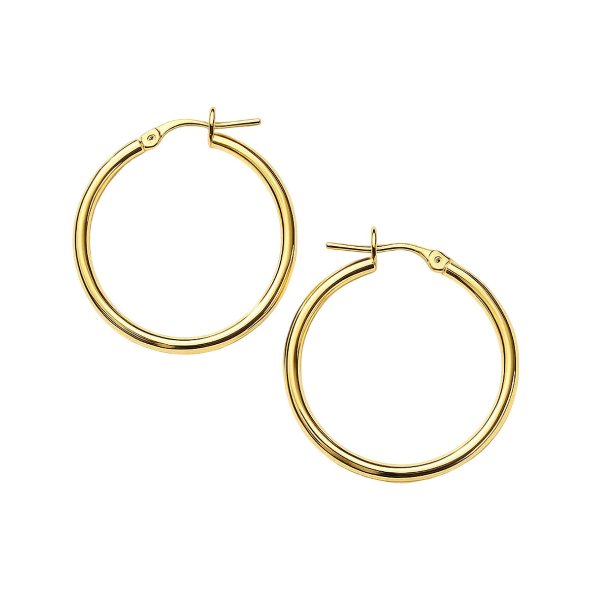 Classic 14K Yellow Gold Hoop Earrings – 2x25mm