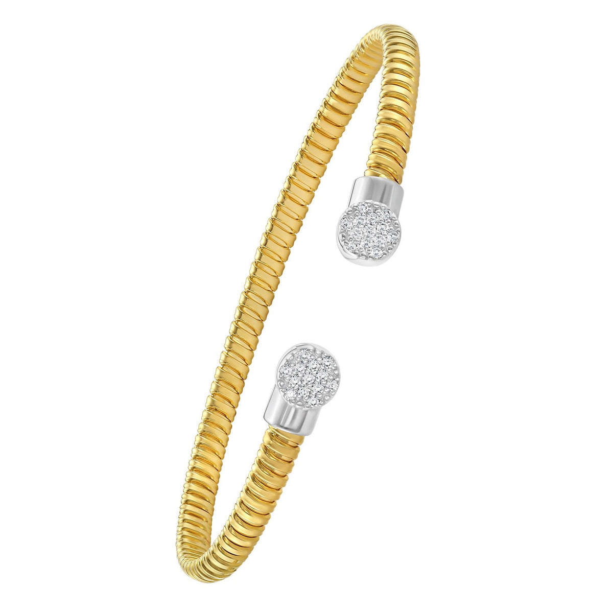 14K Yellow Gold Diamond Round-End Tubogas Cuff – 3.90mm