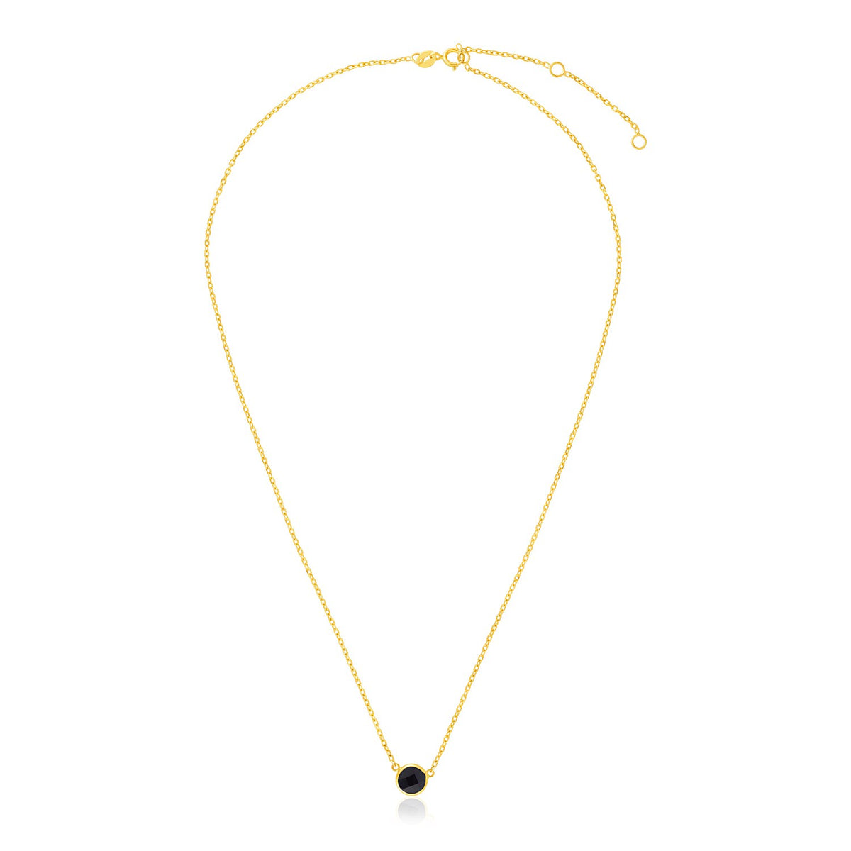 14K Yellow Gold Round Onyx Necklace – 17 Inch