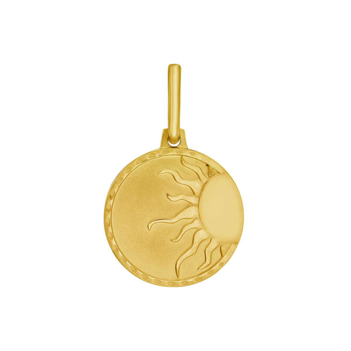 14K Yellow Gold Polished Sun Token Pendant