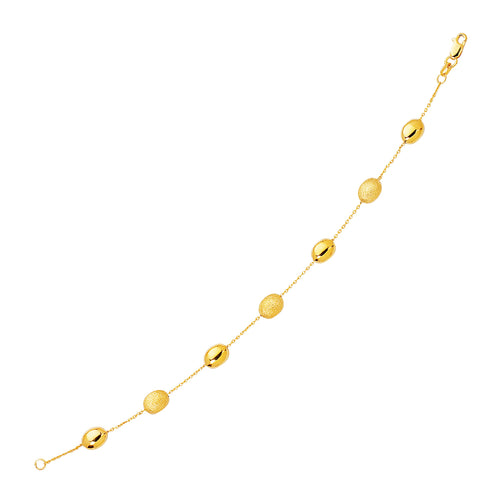 14K Yellow Gold Pebble Station Bracelet – 6.35mm