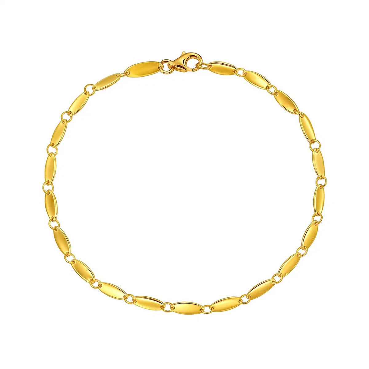14K Yellow Gold Flat Pebble Link Bracelet – 2.50mm