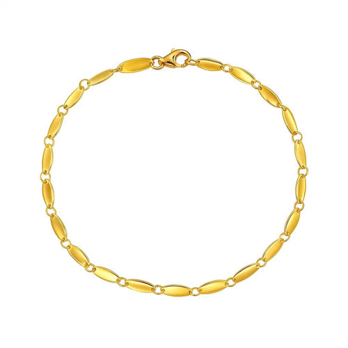 14K Yellow Gold Flat Pebble Link Bracelet – 2.50mm