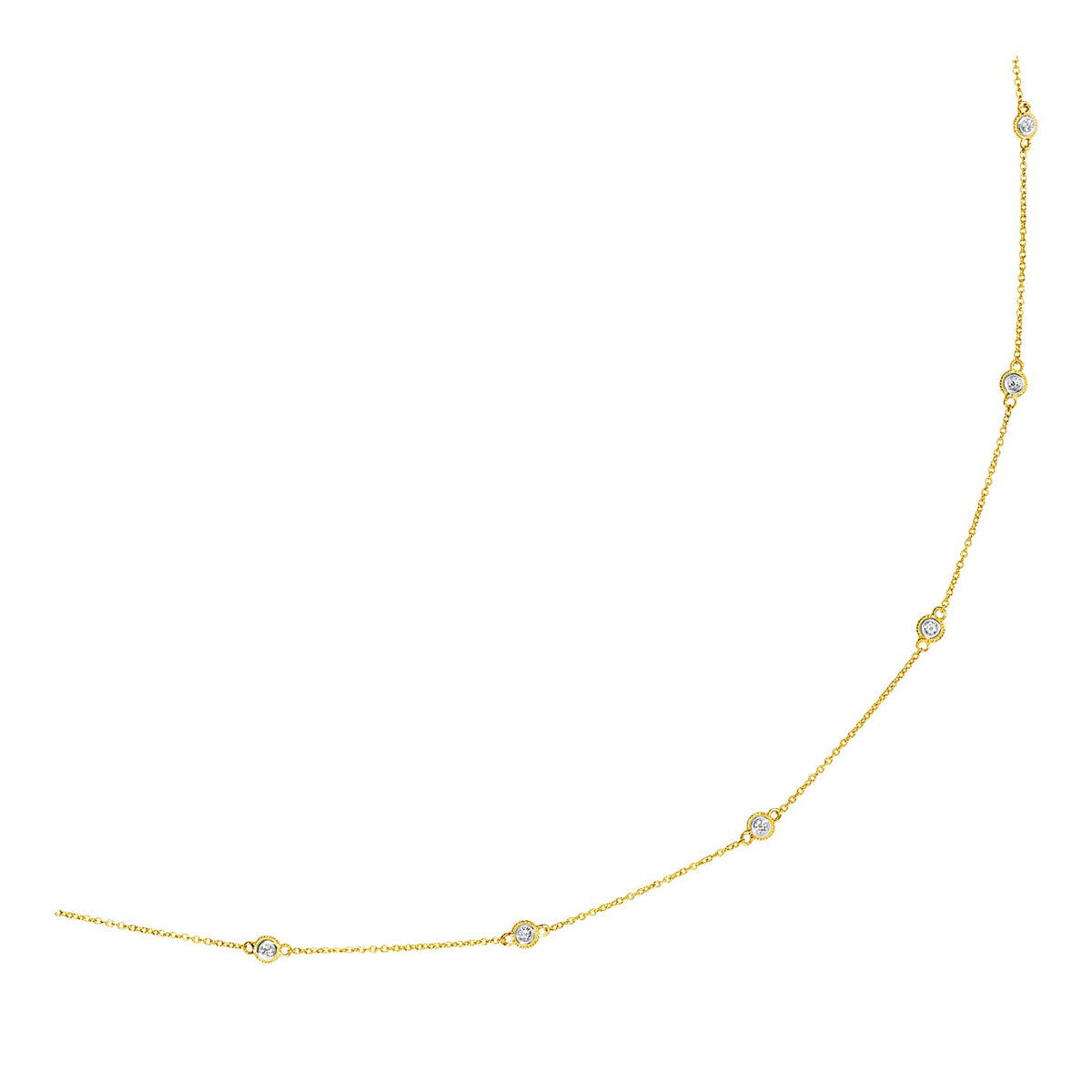 14K Yellow Gold Diamond Station Necklace – 0.24 CTW