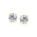 14K Yellow Gold 8mm Round CZ Stud Earrings