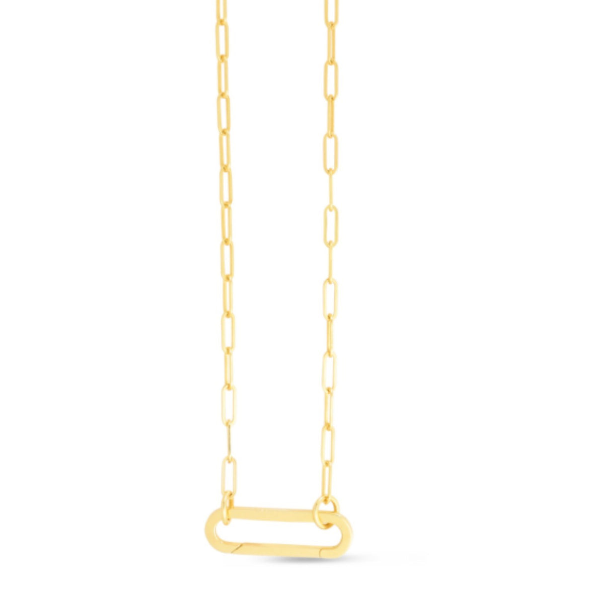 14K Yellow Gold Elongated Paperclip Link Necklace