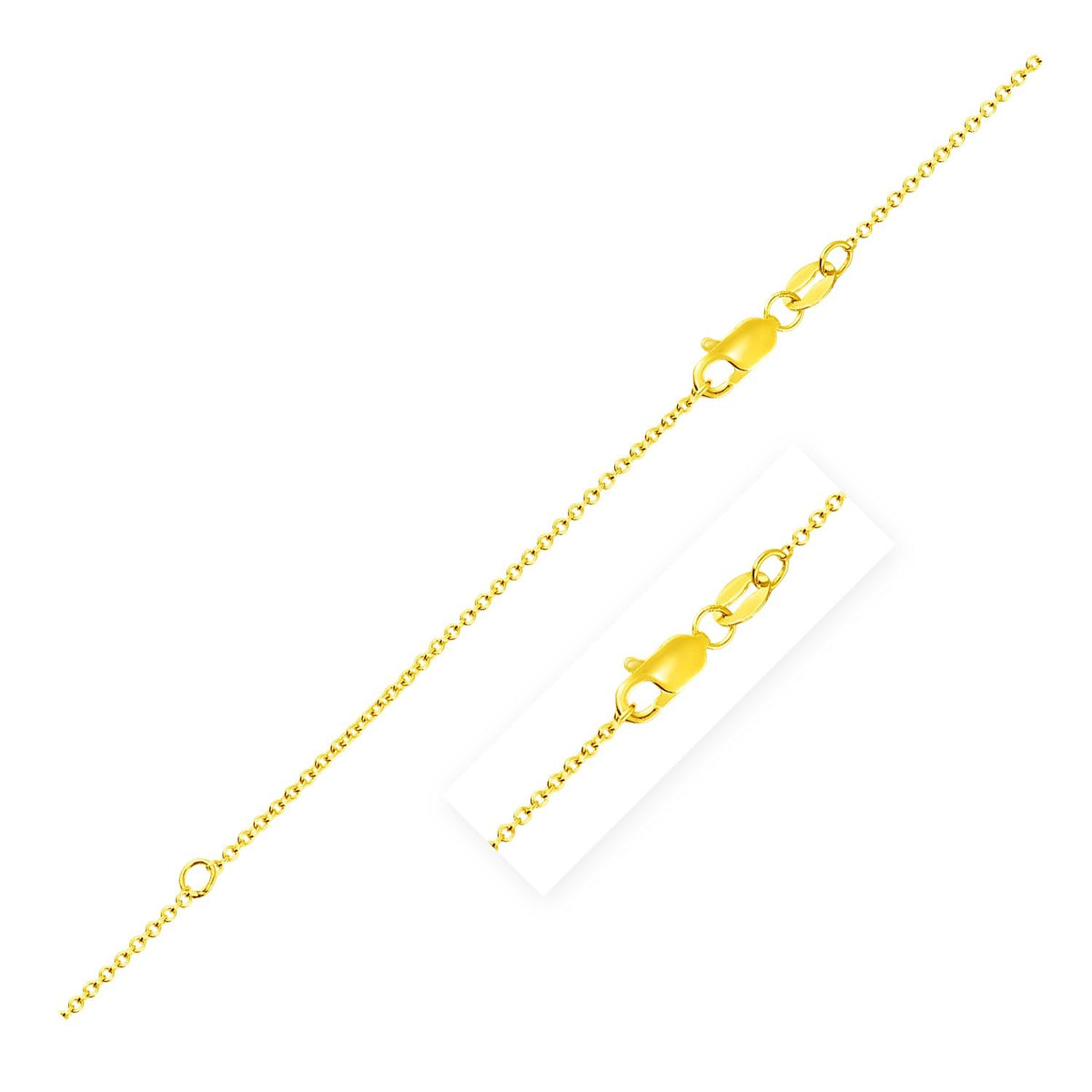 18K Yellow Gold Extendable Cable Chain – 1.00mm
