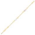14K Tri-Color Gold Heart Station Anklet
