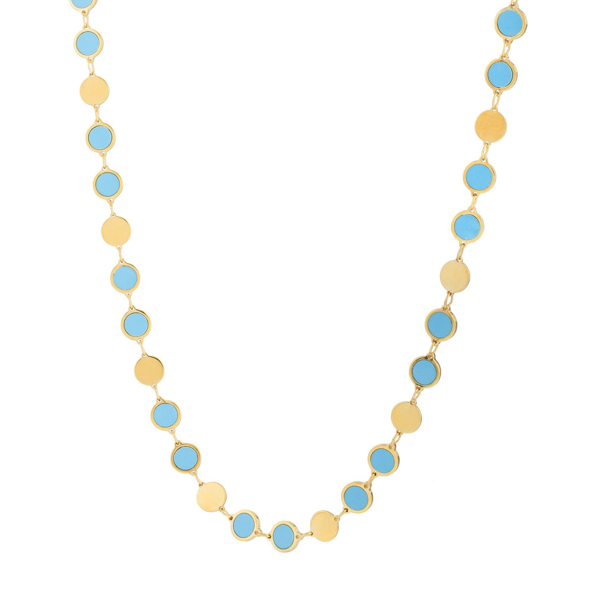 14K Yellow Gold Turquoise Alternating Necklace – 5.00mm