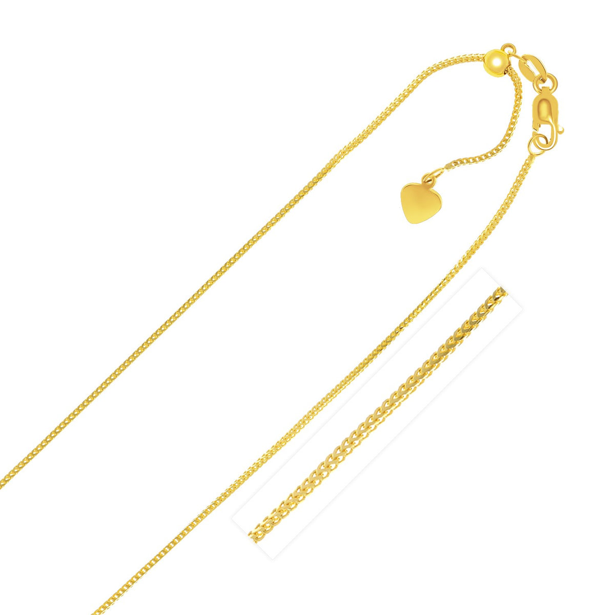 14K Yellow Gold Adjustable Franco Chain – 1.00mm