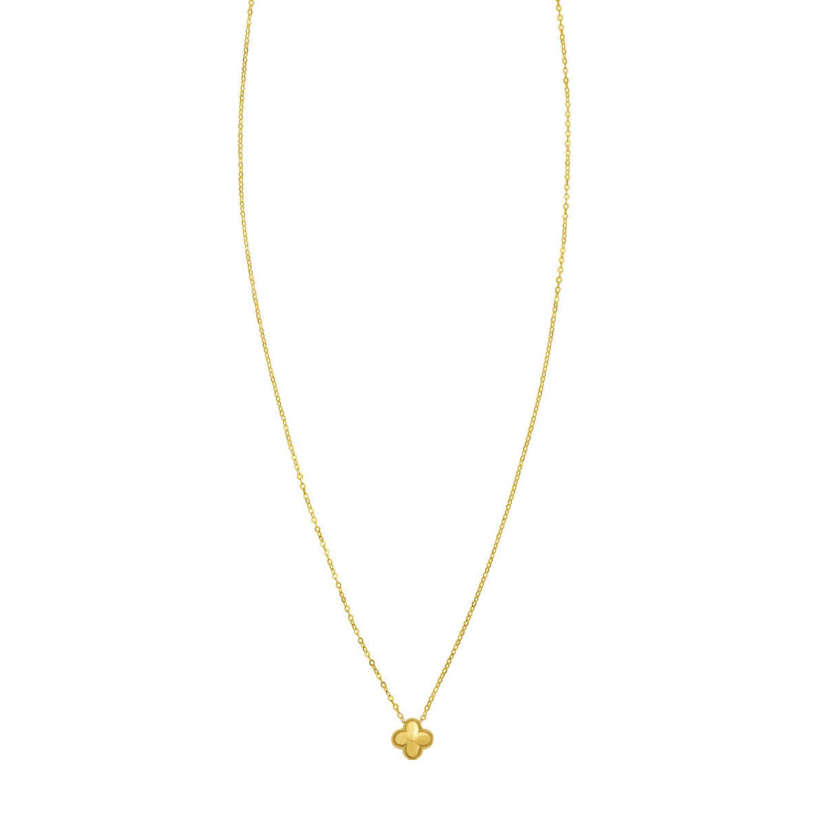 14K Yellow Gold Mini Clover Pendant Necklace