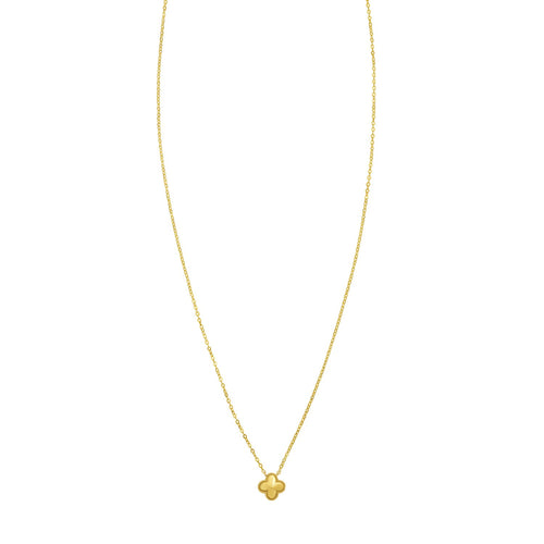 14K Yellow Gold Mini Clover Pendant Necklace