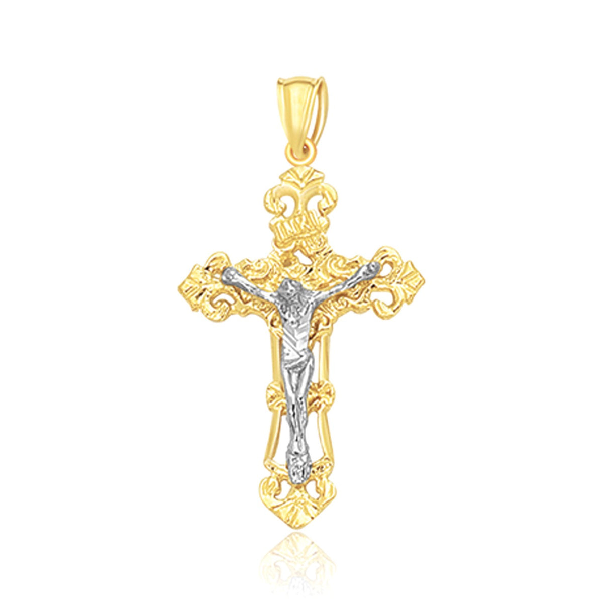 14K Two-Tone Gold Cross Pendant