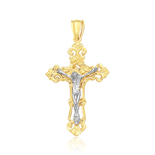 14K Two-Tone Gold Cross Pendant