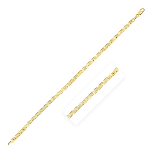 14K Yellow Gold Braided Herringbone Bracelet – 3.20mm