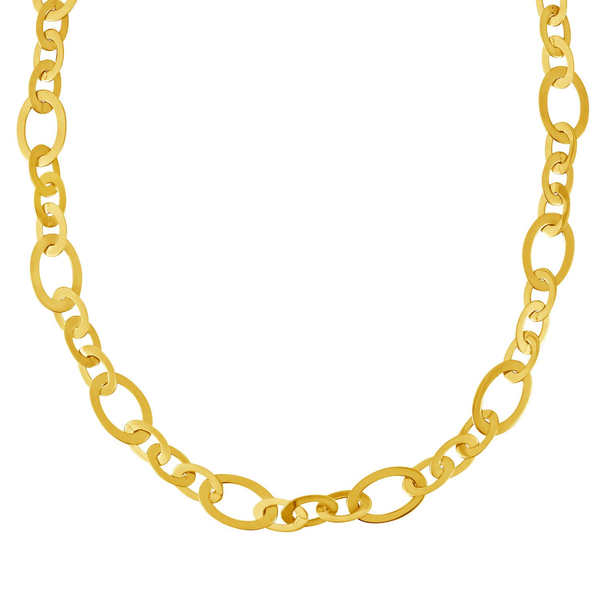 14K Yellow Gold Large Flat Oval Link Necklace – 7.90mm
