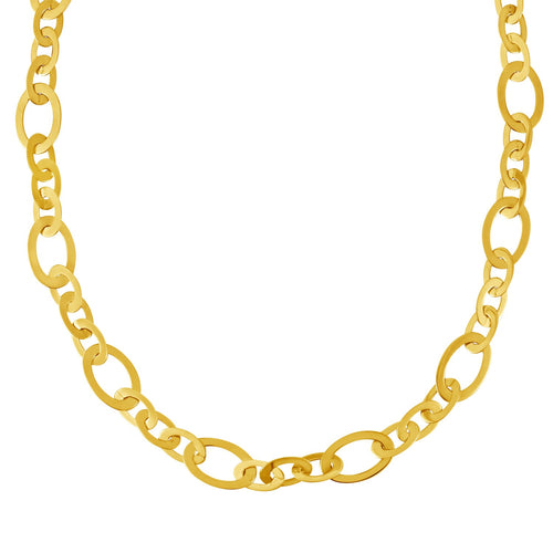 14K Yellow Gold Large Flat Oval Link Necklace – 7.90mm