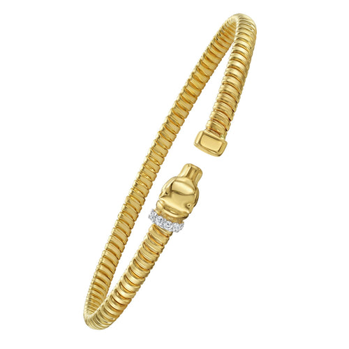 14K Yellow Gold Diamond Panther Tubogas Cuff – 3.90mm