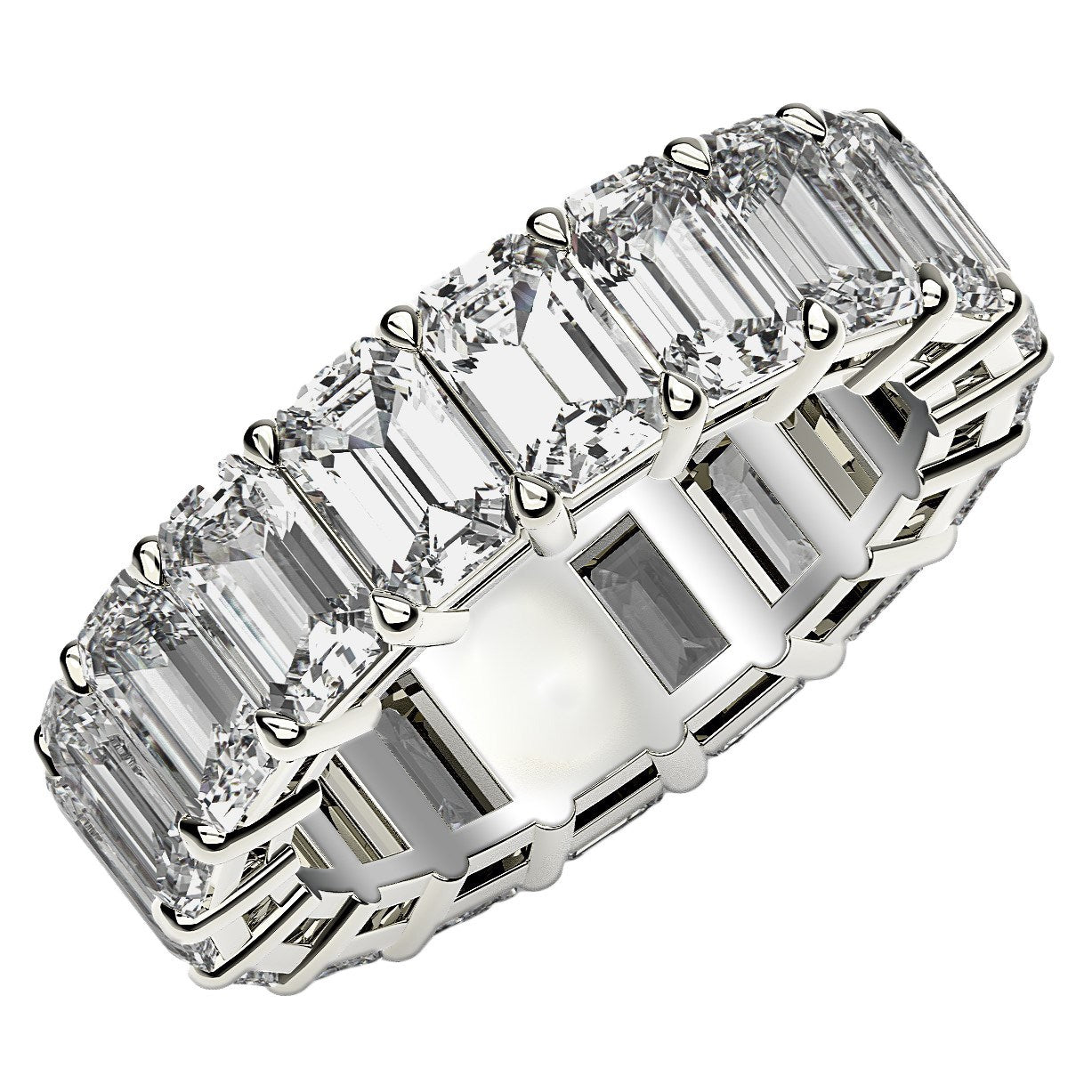 8 CTW Emerald Cut Lab Grown Diamond Eternity Ring in 14K White Gold