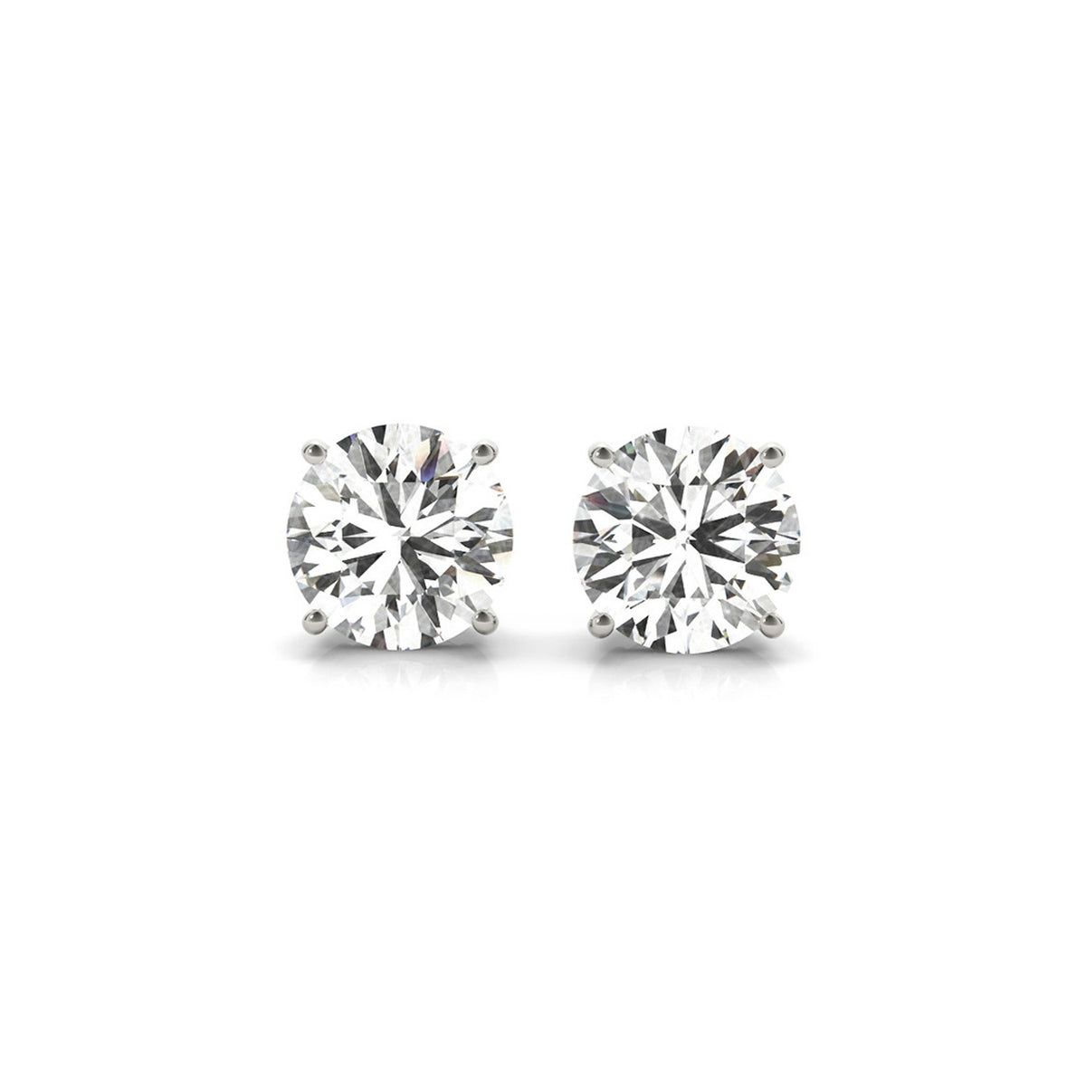 4 CTW IGI Lab Grown Round Diamond Stud Earrings in 14K White Gold