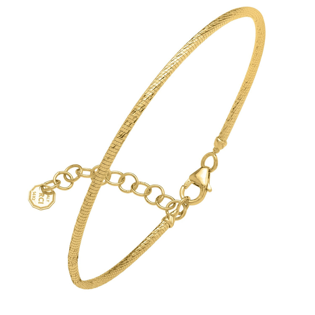14K Yellow Gold Diamond-Cut Stack Bangle – 1.80mm