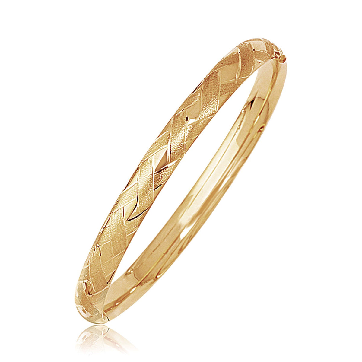 14K Yellow Gold Woven Dome Bangle – 6.00mm