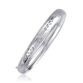 14K White Gold Floral-Cut Bangle – 6.00mm