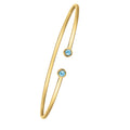 14K Yellow Gold Blue Topaz Open Cuff Bangle – 2.00mm