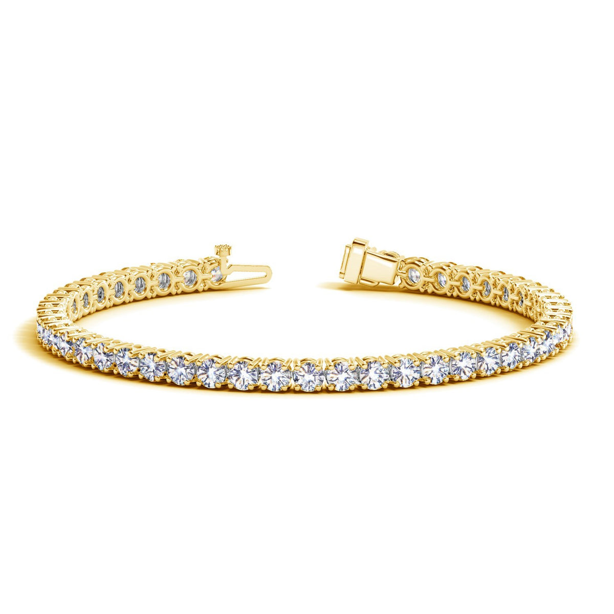 8 CTW Lab Grown Round Diamond Tennis Bracelet in 14K Yellow Gold