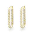 Flash Gold Brass Earring with Synthetic in White
