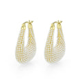 Flash Gold Brass Earring with Synthetic in White