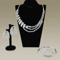 Rhodium Brass Jewelry Sets with AAA Grade CZ in Clear