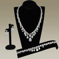 Rhodium Brass Jewelry Sets with AAA Grade CZ in Clear