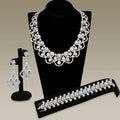 Rhodium Brass Jewelry Sets with AAA Grade CZ in Clear