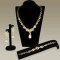 Gold Brass Jewelry Sets with AAA Grade CZ in Clear