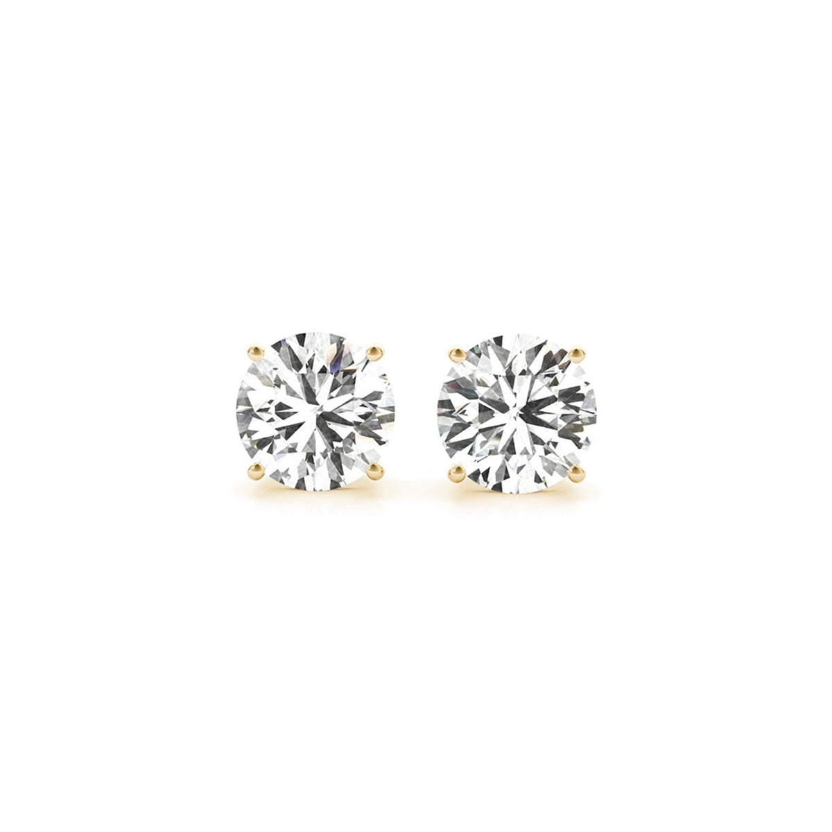 3 CTW IGI Lab Grown Round Diamond Stud Earrings in 14K Yellow Gold