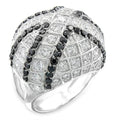 Rhodium + Ruthenium 925 Sterling Silver Ring with AAA Grade CZ in Jet