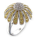 Reverse Two-Tone 925 Sterling Silver Ring with AAA Grade CZ in Topaz