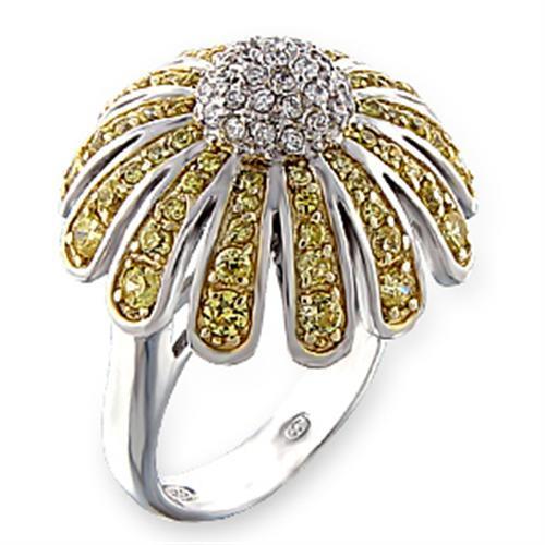 Reverse Two-Tone 925 Sterling Silver Ring with AAA Grade CZ in Topaz