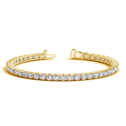 10 CTW Lab Grown Round Diamond Tennis Bracelet in 14K Yellow Gold