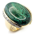Gold+Rhodium 925 Sterling Silver Ring with Semi-Precious in Sea Blue