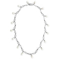 Rhodium 925 Sterling Silver Necklace with Synthetic Pearl in White