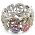 Rhodium Brass Bangle with AAA Grade CZ in Multi Color