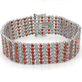 Rhodium Brass Bracelet with AAA Grade CZ in Orange