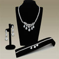 Rhodium Brass Jewelry Sets with AAA Grade CZ in Clear