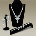Rhodium Brass Jewelry Sets with AAA Grade CZ in Clear