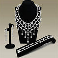 Rhodium Brass Jewelry Sets with AAA Grade CZ in Clear