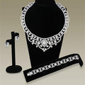 Rhodium Brass Jewelry Sets with AAA Grade CZ in Clear