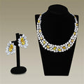 Rhodium Brass Jewelry Sets with AAA Grade CZ in Topaz